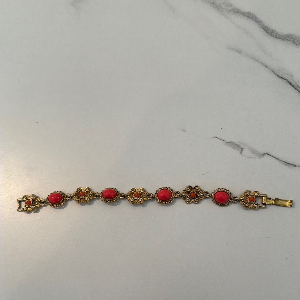 Vintage Gold and Red Bracelet